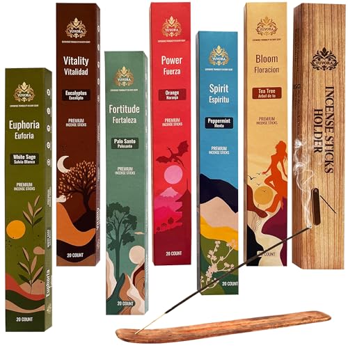 Aromatic Incense Sticks Gift Set – 120 Natural & Non-Toxic Incense Sticks | 6 Soothing Scents | Home, Meditation, Relaxation & Yoga | Free Incense Holder | Inciensos - Gifts for Women