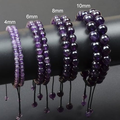 MASSIVE BEADS Handmade Yoga Natural Stone Crystal Healing Power Energy Gifts for Unisex Adult Bracelet Macrame Adjustable - color: Amethyst(Love Guardian), size: 10mm