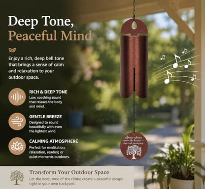 27 Inch Deep Tone Wind Chime for Outside, Bronze Outdoor Wind Chime