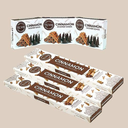 TRUMIRI Cinnamon Incense Sticks & Cones Combo Pack - 60 Sticks + 30 Cones - Cinnamon Scented Incense - color: Cinnamon