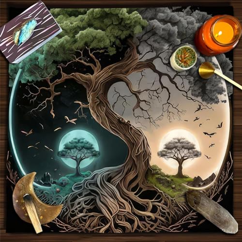 Trees of Life Altars Cloth Tarots Cards Tablecloth Divinations Cards Table Cloth Square Tapestry Witchcrafts Supply