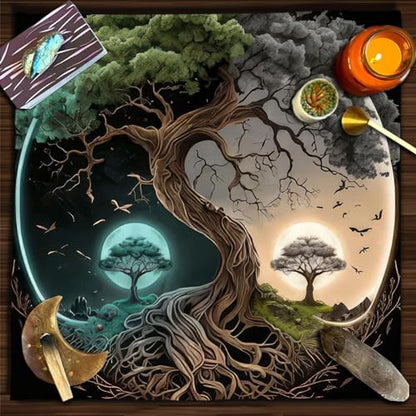 Trees of Life Altars Cloth Tarots Cards Tablecloth Divinations Cards Table Cloth Square Tapestry Witchcrafts Supply