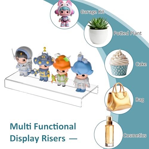 Acrylic Shelf Riser 10x3.9x1 pack of 2, Countertop Acrylic Display Storage Organizer for Shoes, Glasses, Plants, Home Decors, Perfume, Books, Dolls, 10x3.9x1 Inch - size: 10x3.9x1 Inch