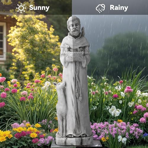 36.2" St Francis Garden Statue,Outdoor Catholic Sculpture - color: St Francis-36.2"