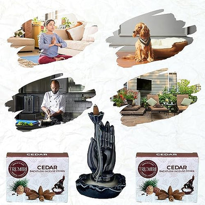 Cedar Backflow Incense Cones - Dual Pack of 10 Cones - Waterfall Effect - color: Cedar, size: Pack of 2 (20 Cones)