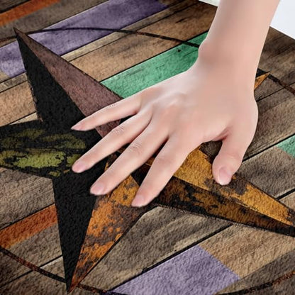 Feelyou Wooden Print Star Rugs Bathroom 16" x24 Non Slip - color: Multi 33, size: 16"x24"