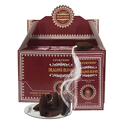 Dragon's Blood Backflow Incense Cones for Waterfall and Mat Bundle Inciensos Aromaticos|Incienso|Inciense|Insienso - color: Dragon's Blood