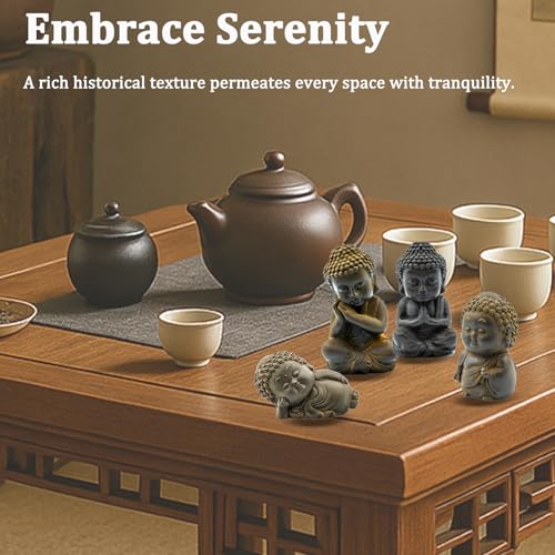 Buddha Statue for Home Decor, Zen Sculpture for Indoor, Small Natural Rust Meditating Buddha Statue for Home Feng Shui Decor (Natural Rust-Sleep) - style: Natural rust-sleep