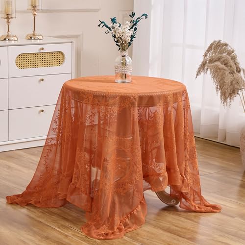 Lace Tablecloth Vintage Table Cloth (Orange, 55”x55”, Square) - color: Orange, size: 55" x 55" (Square)