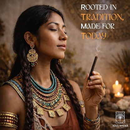 Soul Sticks Aztec Cinnamon Resin Incense Sticks, 90 Hrs Burn Time – 100% Natural, Hand-Rolled & Slow-Burning 6 Pcs| Artisan Blend for Yoga, Meditation, Relaxation, Aromatherapy (Copal) - color: Copal