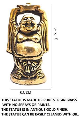 athizay Brass Laughing Buddha Idols for Home Decoration and Gifting Antique Gold Finish Lord Buddha Statues for Home and Office. (Brass Laughing Buddha Antique Gold)