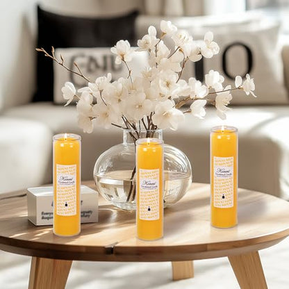 KONNI Pillar Candles in Glass Set of 3, 2x8 Inch Yellow Candle - color: Yellow