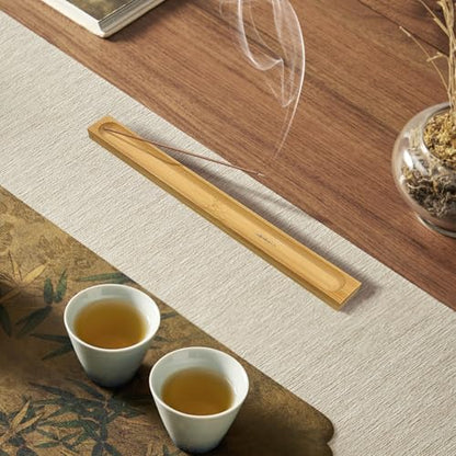 2 Pack Bamboo Incense Holder with Ash Catcher, Long Incense Stick Burner, Incense Stand for Yoga, Meditation, Aromatherapy, Home & Office Decor