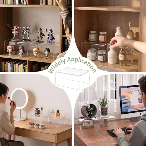 Acrylic Shelf Riser 6x4.7x3 pack of 2, Desktop Rectangular Acrylic Tray Pedestal Stand for Home Décor, Figures, Manga or Other Collectibles, 6x4.7x3 Inch - size: 6x4.7x3 Inch