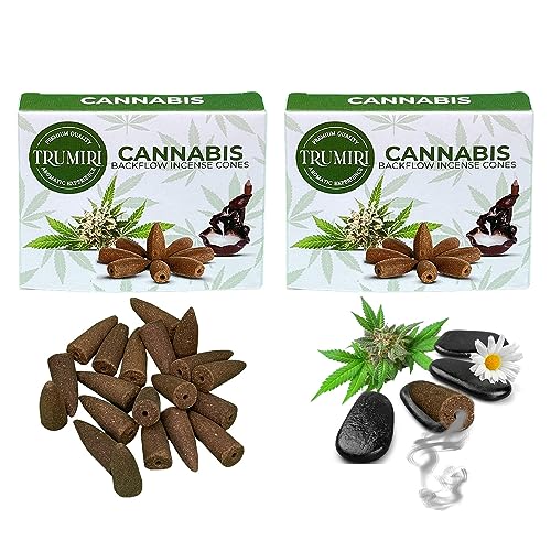 TRUMIRI Cannabis Backflow Incense Cones - Total 20 Incense Cones Waterfall - Dual Pack of 10 Incense Backflow Cones - Waterfall Incense Cones - Incense Waterfall Cones - color: Cannabis, size: Pack of 2 (20 Cones)