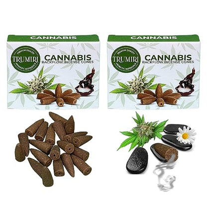 TRUMIRI Cannabis Backflow Incense Cones - Total 20 Incense Cones Waterfall - Dual Pack of 10 Incense Backflow Cones - Waterfall Incense Cones - Incense Waterfall Cones - color: Cannabis, size: Pack of 2 (20 Cones)