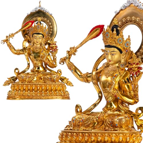 Buddha Statue for Home Decor Handcrafted Gold - color: Manjusri