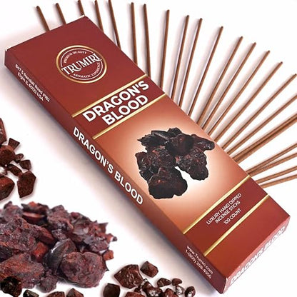 Dragons Blood Incense Sticks - Pack of 100 Insence-Sticks - Made with Natural Non Toxic Incienso De Sangre De Dragón - Scented Insense Spiritual Inscents aka Incents - color: Dragons Blood