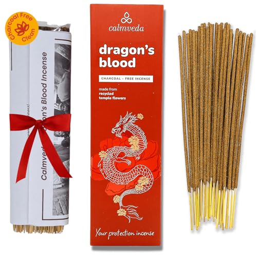 CALMVEDA Peru Dragons Blood Incense, Sangre de Grado Charcoal-Free 80 Stick