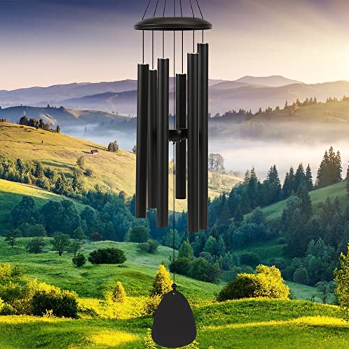 FSVGYY 32" Large Aluminum Wind Chimes for Outside, Deep Tone Garden Decor - color: Black, size: 32"