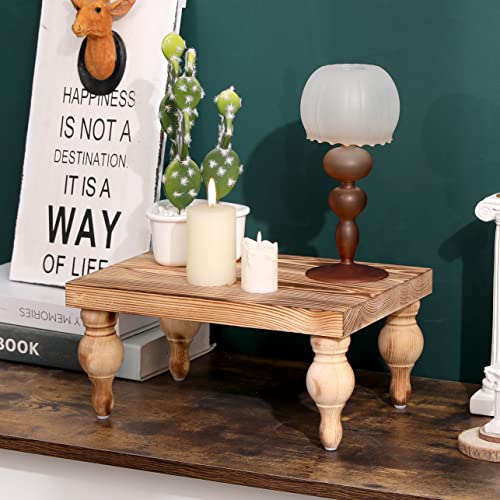 Decorative Wood Risers for Display - 12 x 9 x 5.5 Wood Pedestal Stand Table for Farmhouse Decor, Kitchen Counter Display - Wooden Kitchen Soap Tray