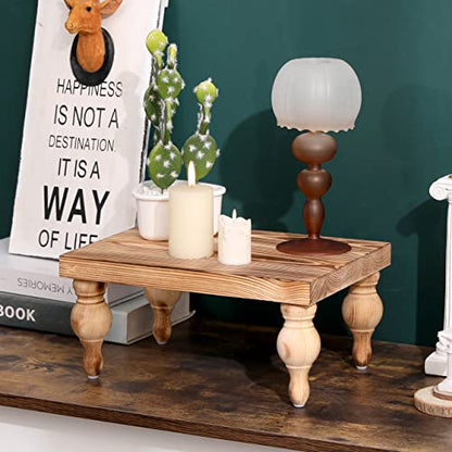 Decorative Wood Risers for Display - 12 x 9 x 5.5 Wood Pedestal Stand Table for Farmhouse Decor, Kitchen Counter Display - Wooden Kitchen Soap Tray
