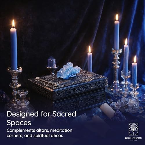 SOUL STICKS Tranquility Magic Spell Chime Taper Candles 20 Pack - Ideal for Altar, Rituals, Ceremonies, Meditation Blue Tapered Candle for Witchcraft Supplies, Wiccan Supplies, Candles Clearance - color: Tranquility Light Blue Chime Candles