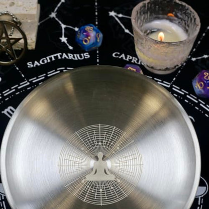 Offering Prayer Ritual Bowl Plate Great for Altar,Meditation,Incense Sticks, smudging, Candle,Crystal,Jewelry,Yoga Use(Meditation Chart) - style: Meditation Chart