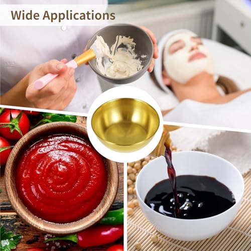 12 PCS Round Golden Sauce Bowls, 3.2 x 1.2 Inches Stainless Steel Dipping Sauce Cup,Small Seasoning Dish Sauces Containe, Prep Appetizer Plate