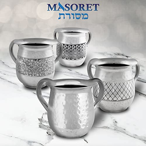 UNBREAKABLE WASHING CUP: Stainless Steel Netilat Yadayim Cup 5-Inch Tall Elegantly Brushed 2-Handle Wide-Mouth Ritual Cleaning Water Vessel - color: Set 30