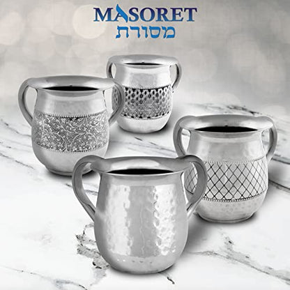 UNBREAKABLE WASHING CUP: Stainless Steel Netilat Yadayim Cup 5-Inch Tall Elegantly Brushed 2-Handle Wide-Mouth Ritual Cleaning Water Vessel - color: Set 30