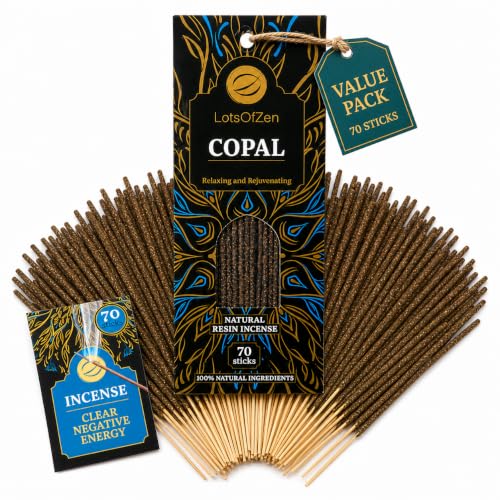 LotsOfZen White Copal Incense Sticks, 70 Count, Long Burning, Charcoal-Free - color: Copal