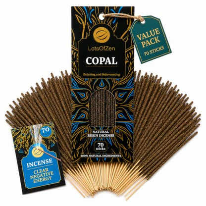 LotsOfZen White Copal Incense Sticks, 70 Count, Long Burning, Charcoal-Free - color: Copal