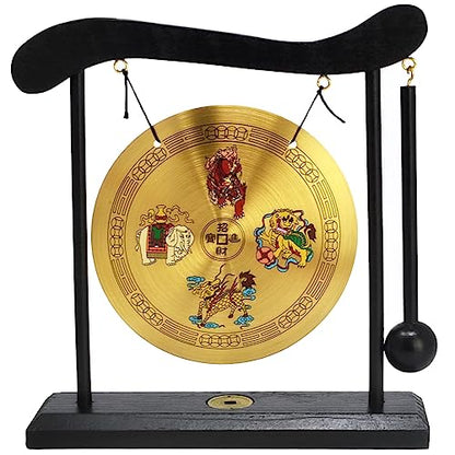 Feng Shui Brass Gong Four Divine Beasts Bring Wealth and Treasure Desktop Decoration - color: Fh1308