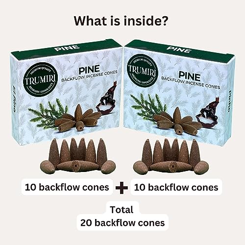Pine Backflow Incense Cones - Dual Pack of 10 Cones - Waterfall Effect - color: Pine, size: Pack of 2 (20 Cones)