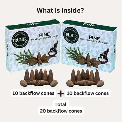 Pine Backflow Incense Cones - Dual Pack of 10 Cones - Waterfall Effect - color: Pine, size: Pack of 2 (20 Cones)