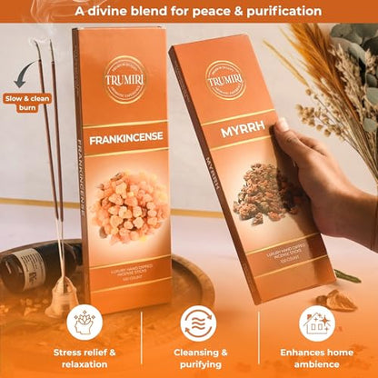 Frankincense & Myrrh - Combo Pack of Incense Sticks - 100 Inscents-Sticks of Each Scent - Total 200 Insence - Non Toxic Incienso for Smudge Rituals and Spiritual Cleansing of Negative Energies - color: Frankincense & Myrrh