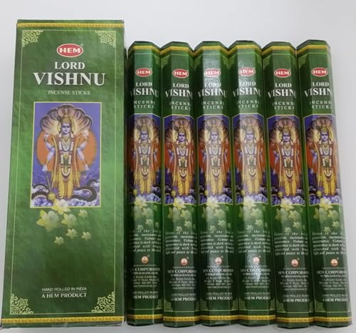 Hem Lord Vishnu Incense Sticks (120 Sticks, 6 Boxes Inside) - 9 Inches Long, 20g per Box - Perfect for Meditation, Rituals & Cleansing