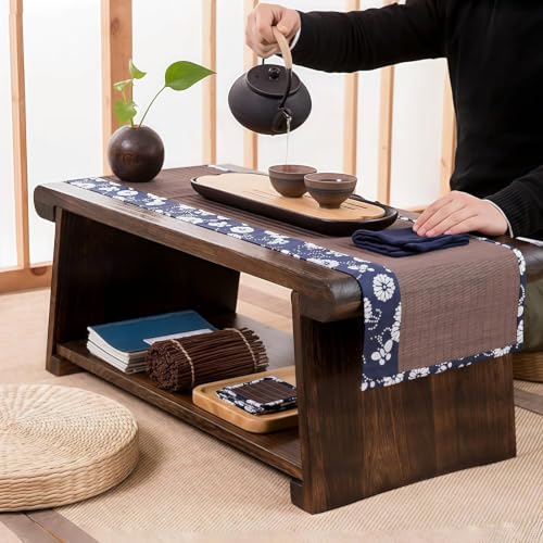 Folding Meditation Altar Table, 19.7" Japanese Low Floor Table