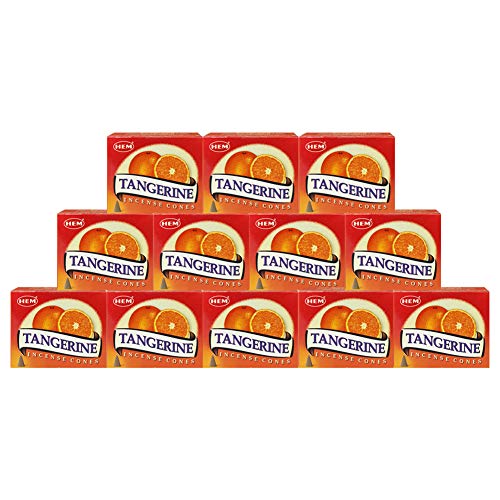 Tangerine Incense Cones and Cone Incense Burner Bundle Insence Insense Hem Incense - color: Tangerine