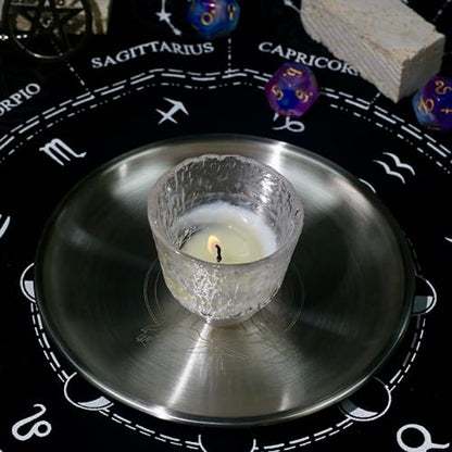 Offering Prayer Ritual Bowl Plate with Chakra Gemstone Great for Altar,Meditation,Incense Sticks, smudging, Candle,Crystal,Jewelry,Yoga Use(Chakra) - style: Chakra