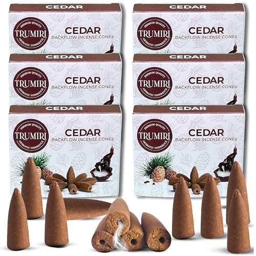 Cedar Backflow Incense Cones - 60 Total, Six Packs of 10, Waterfall Effect - color: Cedar, size: Pack of 6 (60 Cones)
