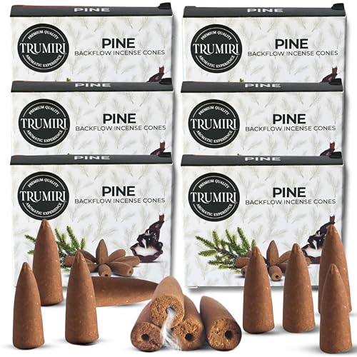 Pine Backflow Incense Cones - 60 Cones, Six Packs of 10, Waterfall Effect - color: Pine, size: Pack of 6 (60 Cones)