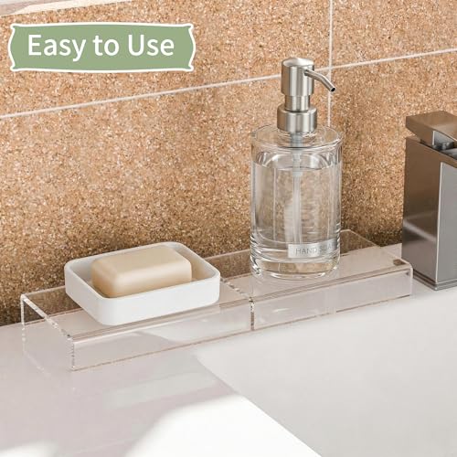 Acrylic Shelf Riser 6x3.9x1 pack of 2, Countertop Acrylic Display Storage Organizer for Shoes, Glasses, Plants, Home Decors, Perfume, Books, Dolls, 6x3.9x1 Inch - size: 6x3.9x1 Inch