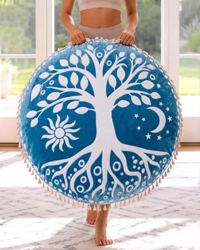 Hihealer Meditation Cushion, Large Velvet Floor Pillow for Yoga, Meditation - color: Blue