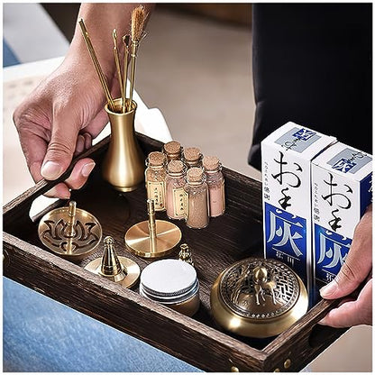 Chinese Incense Burner Kit,Pure Copper/Brass Powder Incense Burner Kit - Chinese Home Fragrance Accessory with Incense Mold Tools (IncenseBurner)