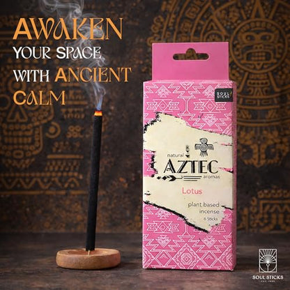Soul Sticks Aztec Cinnamon Resin Incense Sticks, 90 Hrs Burn Time – 100% Natural, Hand-Rolled & Slow-Burning 6 Pcs| Artisan Blend for Yoga, Meditation, Relaxation, Aromatherapy (Lotus) - color: Lotus