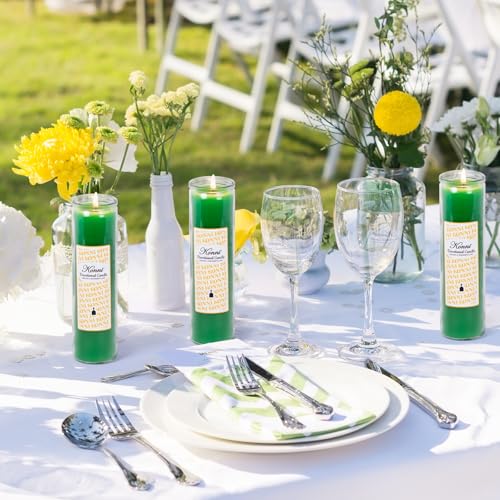 KONNI Pillar Candles in Glass Set of 3, 2x8 Inch Green Candle - color: Green