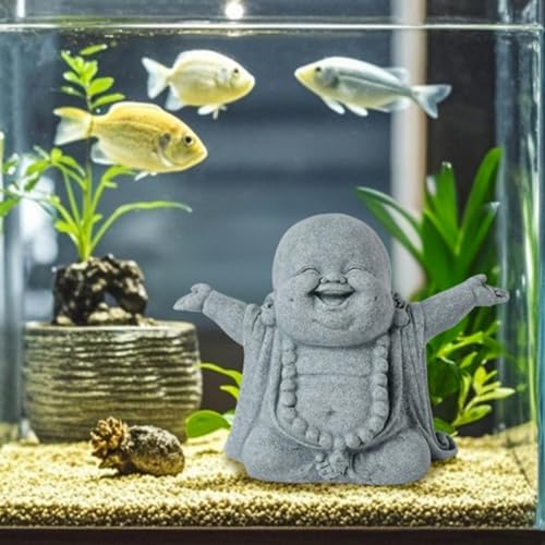 OwMell Japanese Jizo Monk Buddha Statue Figurine Aquarium Garden Decor - color: Laughing Buddha