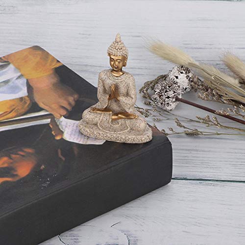 Ymiko Meditation Sitting Buddha Statue Carved Statue Crafts Home Decorations, Can Be Placed On Desk, Garden, Bedside, Relax and Pleasant (A Gold)